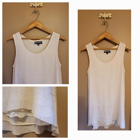 Papillon. Off-white sleeveless short dress/tunic. Wm M. - Picture 1 of 8